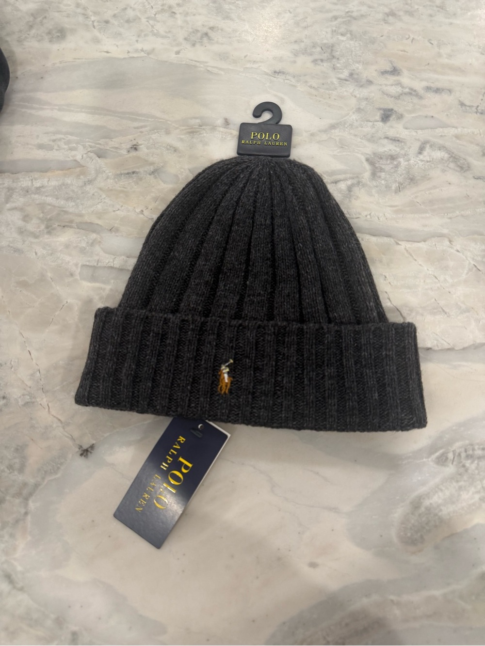 NWT Polo by Ralph Lauren Charcoal Rib Knit Beanie